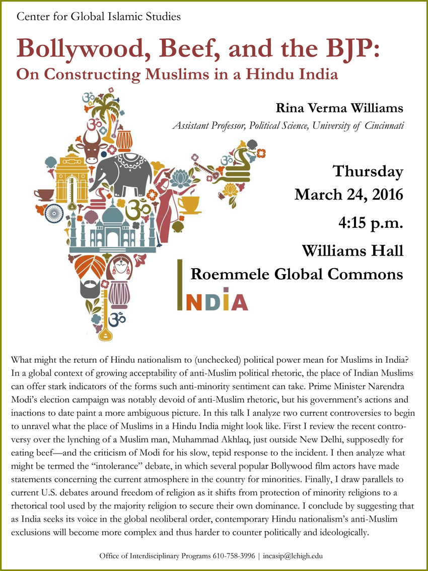 Lehigh University - Global Center for Islamic Studies - Bollywood, Beef, and the BJP - Rina Verma Williams