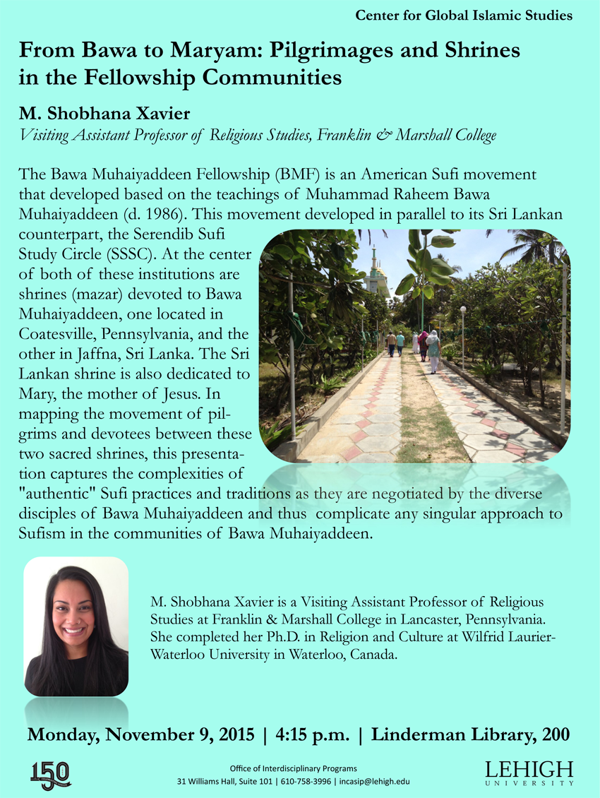 Lehigh University - Global Center for Islamic Studies - Bawa Muhaiyaddeen Fellowship - M. Shobhana Xavier