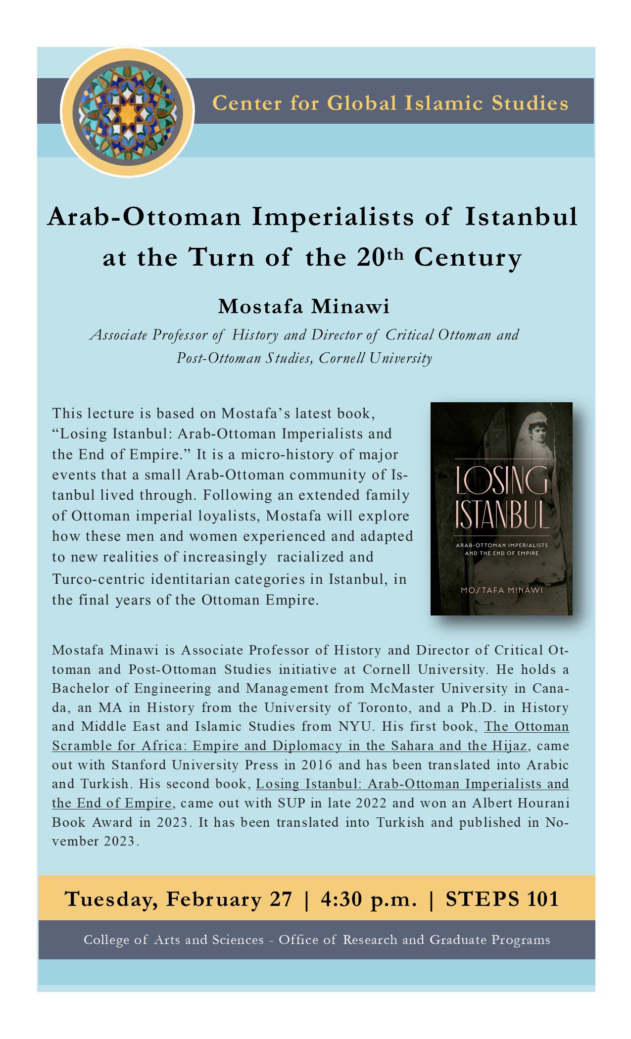 Mustafa Minawi Lecture Flyer