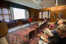 Students and faculty of Lehigh University listen to M. Shobhana's presentation "From Bawa to Maryam: Pilgrimages and Shrines in the Fellowship Communities"