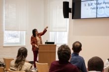 Rina Verma Williams present to students and faculty of Lehigh University about Bollywood, Beef and the BJP