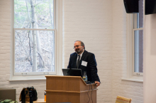 Dr. Omid Safi giving his presentation on using Adab as a model for Muslim refinement - Lehigh University